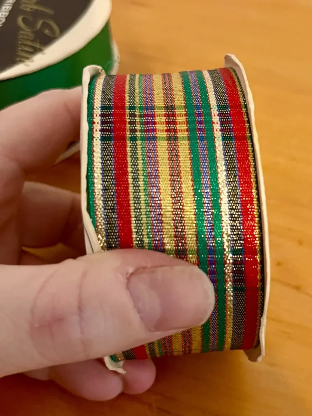 Vintage Christmas Ribbon Lot 6pc Cleo Offray Tie-Tie Frank's Nursery Plaid Satin